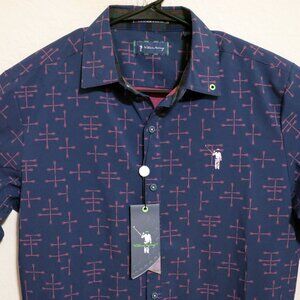 William Murray Shirt Mens Small New Long Sleeve Button Golf Performance Blue